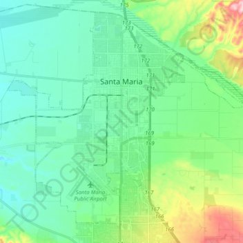 Santa Maria, California topographic map, elevation, terrain