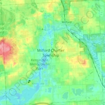 Milford Township topographic map, elevation, terrain