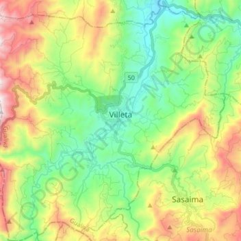 Villeta topographic map, elevation, terrain