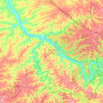 Cheatham County topographic map, elevation, terrain