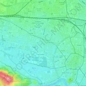 Krowodrza topographic map, elevation, terrain