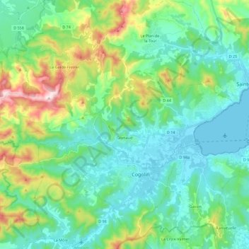 Grimaud topographic map, elevation, terrain