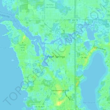 Tarpon Springs topographic map, elevation, terrain