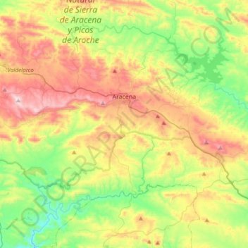 Aracena topographic map, elevation, terrain