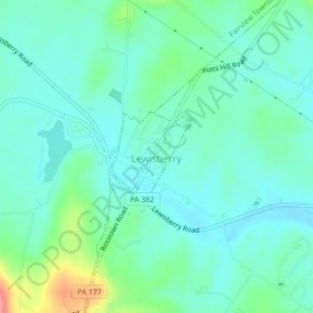 Lewisberry topographic map, elevation, terrain