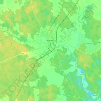 Wielbark topographic map, elevation, terrain
