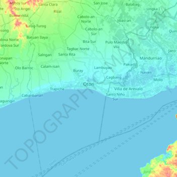 Oton topographic map, elevation, terrain