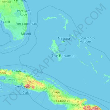 Bahamas topographic map, elevation, terrain