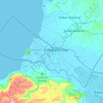 Cotabato City topographic map, elevation, terrain