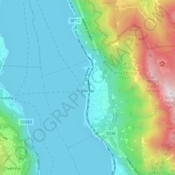 Lierna topographic map, elevation, terrain