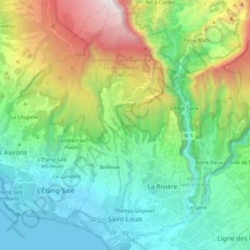 Saint-Louis topographic map, elevation, terrain