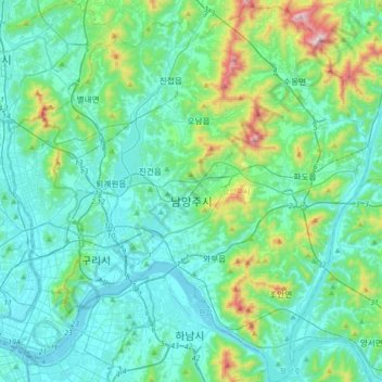 Namyangju-si topographic map, elevation, terrain