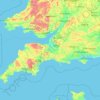 South West England topographic map, elevation, terrain