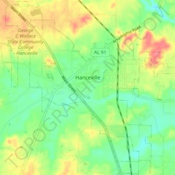 Hanceville topographic map, elevation, terrain