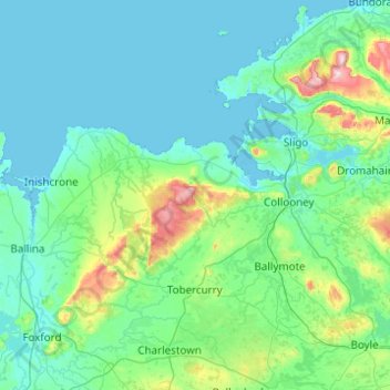 County Sligo topographic map, elevation, terrain