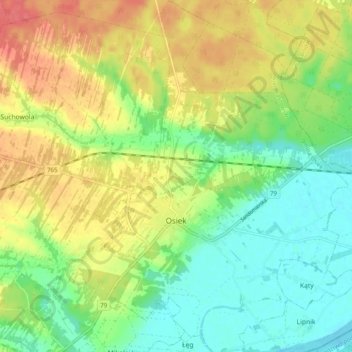 Osiek topographic map, elevation, terrain