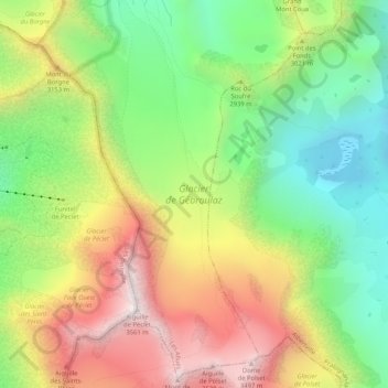 Glacier de Gébroulaz topographic map, elevation, terrain