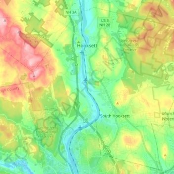 Hooksett topographic map, elevation, terrain