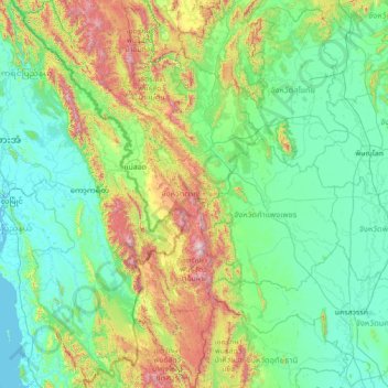 Tak Province topographic map, elevation, terrain