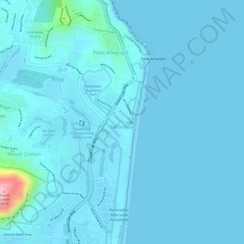 Yaroomba topographic map, elevation, terrain