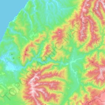 Mokihinui River topographic map, elevation, terrain