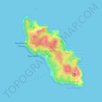 Tiritiri Matangi topographic map, elevation, terrain