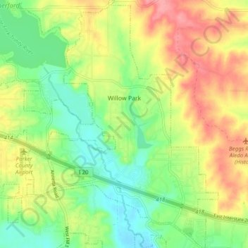 Willow Park topographic map, elevation, terrain