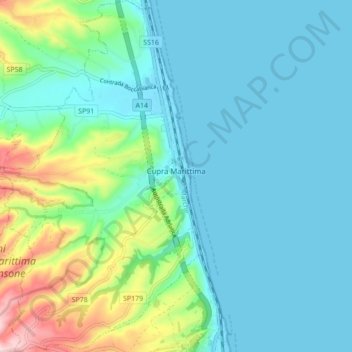 Cupra Marittima topographic map, elevation, terrain