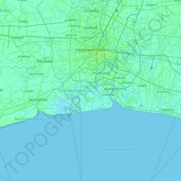 Bangkok topographic map, elevation, terrain