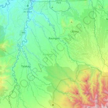 Baungon topographic map, elevation, terrain