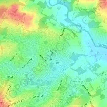 Lindfield topographic map, elevation, terrain