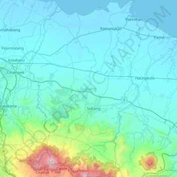 Subang topographic map, elevation, terrain