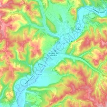 Montignac topographic map, elevation, terrain