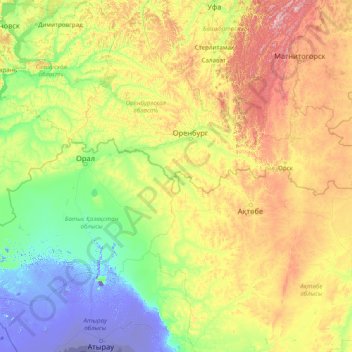 Урал topographic map, elevation, terrain