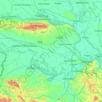 Сремски управни округ topographic map, elevation, terrain