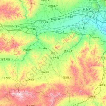 Huai'an County topographic map, elevation, terrain