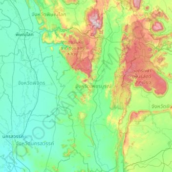 Phetchabun Province topographic map, elevation, terrain