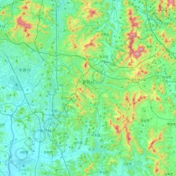 Yongin-si topographic map, elevation, terrain