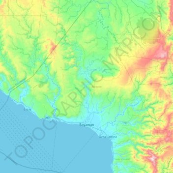 Bayawan topographic map, elevation, terrain