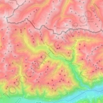 Schnals - Senales topographic map, elevation, terrain