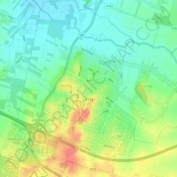 Gedera topographic map, elevation, terrain