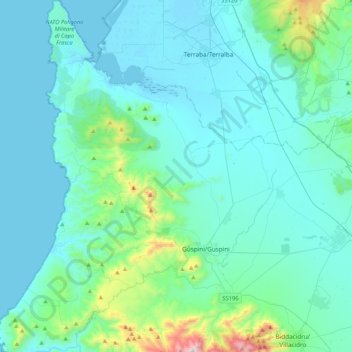 Arbus topographic map, elevation, terrain