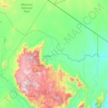 Lushoto topographic map, elevation, terrain