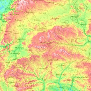 Kennet and Avon Canal topographic map, elevation, terrain