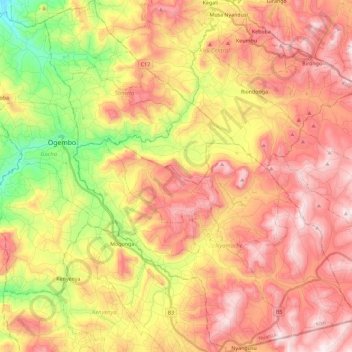 Bobasi topographic map, elevation, terrain
