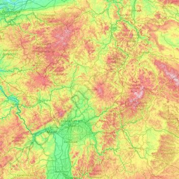 Hessen topographic map, elevation, terrain