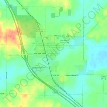 New Auburn topographic map, elevation, terrain