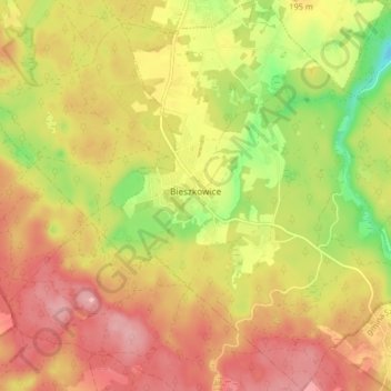 Bieszkowice topographic map, elevation, terrain