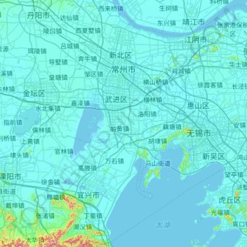 常州市 topographic map, elevation, terrain