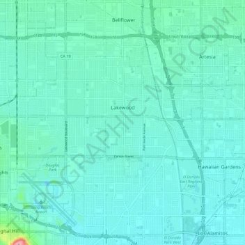 Lakewood topographic map, elevation, terrain